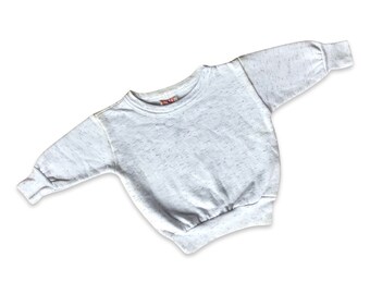 2T toddler 90’s kids grey tri-blend 3/4 length sleeve crewneck