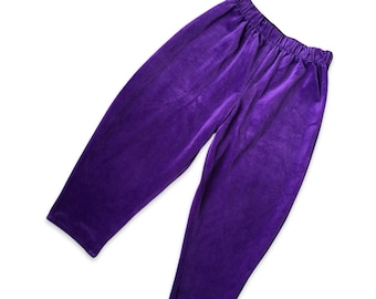 3T retro kids dark purple velvet pants w/ elastic waist