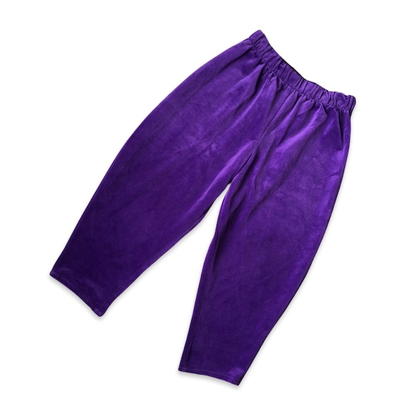 3T retro kids dark purple velvet pants w/ elastic… - image 1