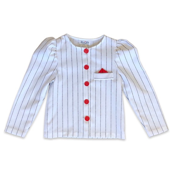 8years kids 80’s long-sleeve blouse pinstripes wit