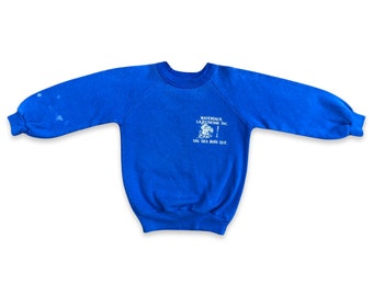 6x kids vintage blue crewneck with French Canadien text