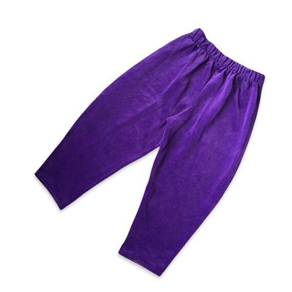 3T retro kids dark purple velvet pants w/ elastic… - image 2