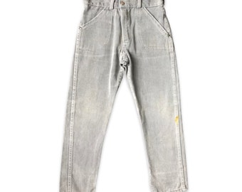 8years kids vintage grey denim jeans with four pockets, well-worn