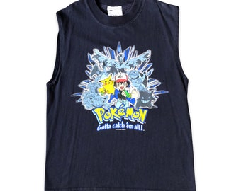 10-12years kids navy Pokemon tank-top 2000 Licensed Nintendo