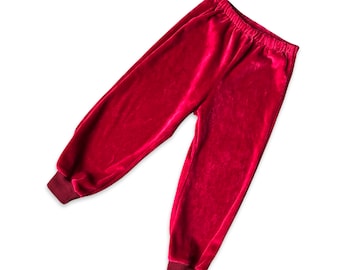 2T toddler retro dark red velvet leggings with cuffs w/ elastic waist