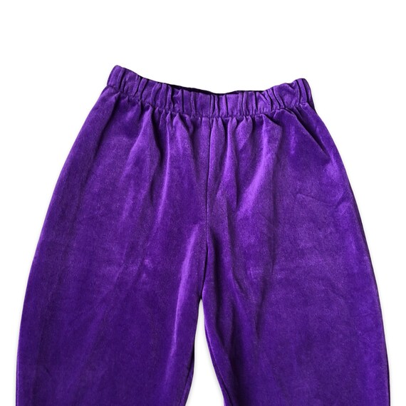 3T retro kids dark purple velvet pants w/ elastic… - image 3