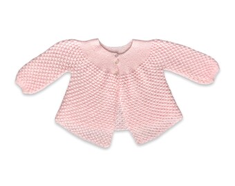 2-3years vintage toddler pink hand-knit cardigan