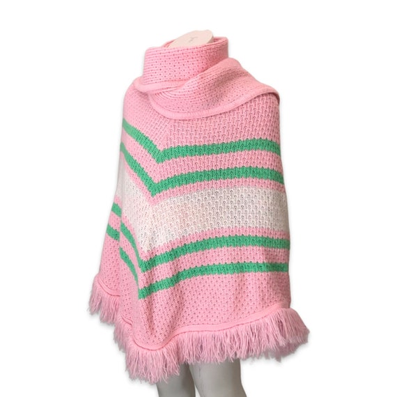 6-8years Vintage kids knit poncho with attached s… - image 3