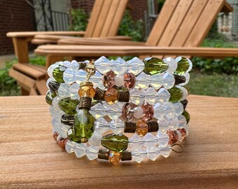 Neutral Tone Bead Cuff Bracelet