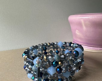 Beaded Cuff Bracelet in Blue