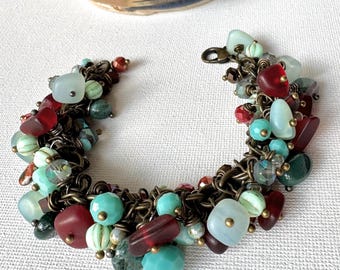 Pulsera de cuentas de vidrio estilo boho chic