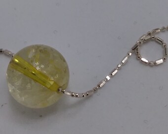 Lovely and delicate sterling silver chain necklace adorned with citrine gemstone .
