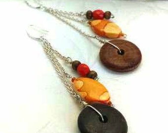 Great summer look earrings . Multicolored stones earrings .