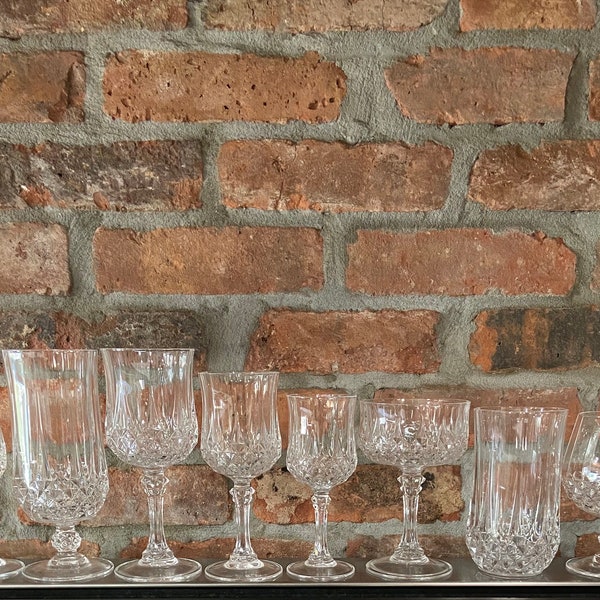 Longchamp Crystal Glasses, Cristal D’Arques Crystal, Vintage Glasses, Vintage Crystal Bowl, Water Goblets, Tumblers, Sherry, Brandy