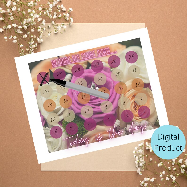 wedding countdown wedding countdown calendar printable pdf etsy