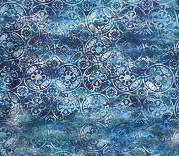 Batik Fabric, Batik Fabric by the Yard, Blue Batik Fabric, Pattern Batik
