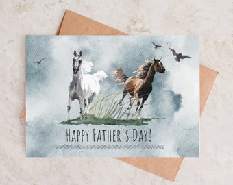 Father's Day Card Printable, Father's Day Card, Printable Father's Day Card, Printable Father's Day, Running Horses