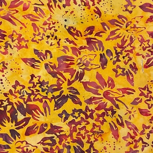 Batik, Yellow Batik, Batik by the Half Yard, Yellow Fabric, Yellow and Pink Batik