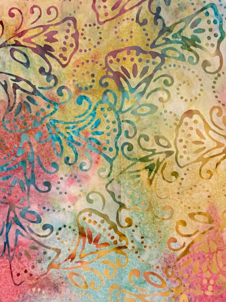 Batik, Pink Batik Fabric, Teal Batik, Batik by the Half Yard, Pink and