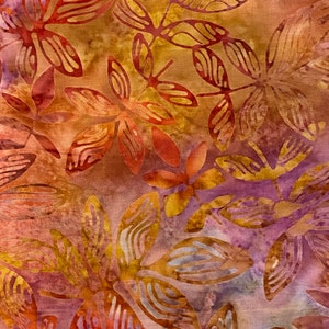 Batik, Yellow Batik Fabric, Batik by the Half Yard, Yellow Fabric, Yellow and Red Batik