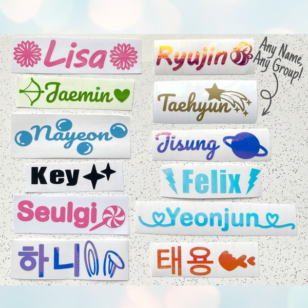 Custom KPop Name Sticker Decal. Different Cute Designs to Choose From! Any Name any Group!