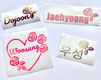 The Rose Zerobaseone Heart and Rose Name KPop Vinyl Sticker Decal for Any Name Any Group for Light sticks, Binders and More!