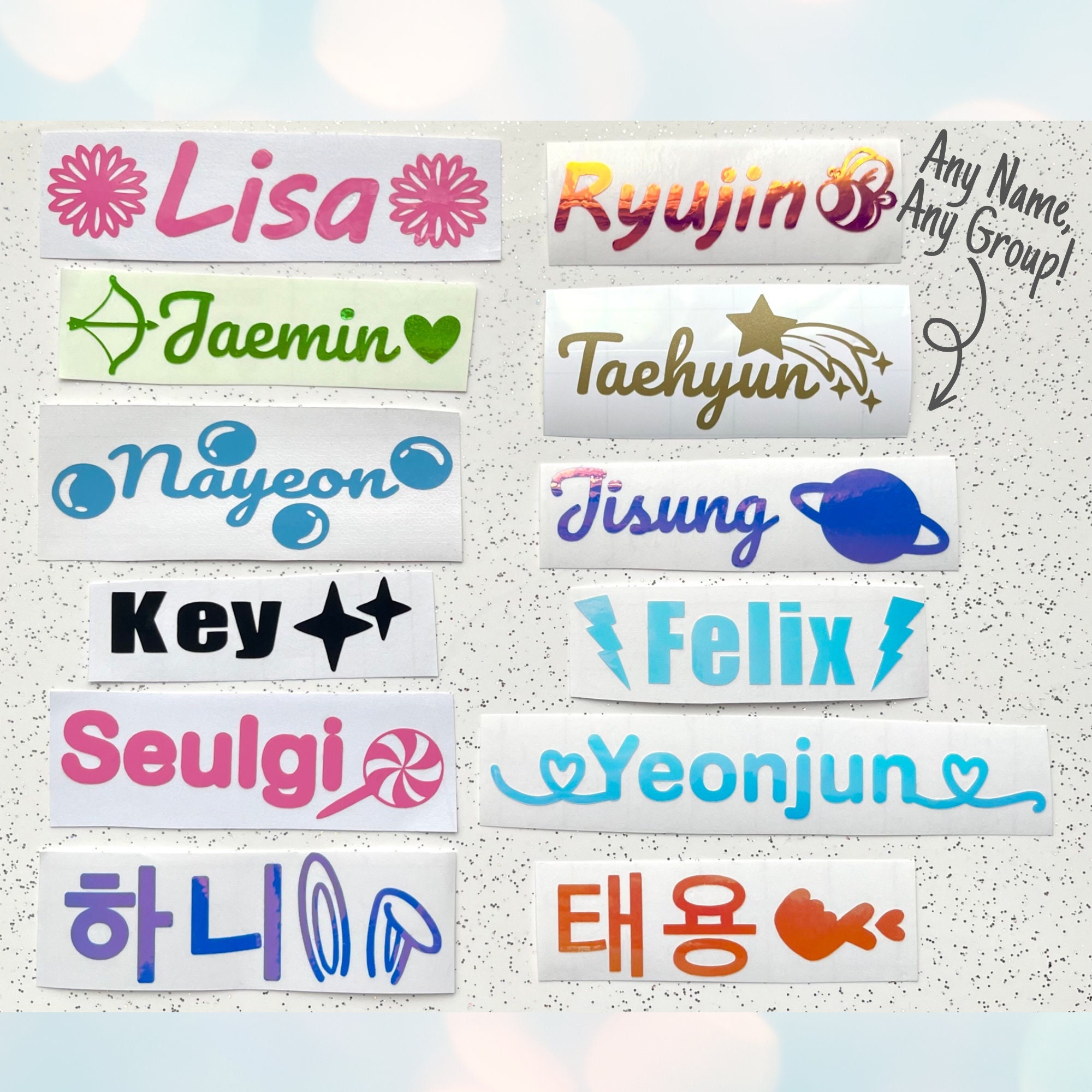 Custom KPop Name Sticker Decal. Different Cute Designs to Choose From! Any Name any Group! Stray Kids, Ateez and more!