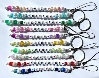 Kpop Twice Fan Colour Beaded Keychain Charm Bias Nayeon Jeongyeon