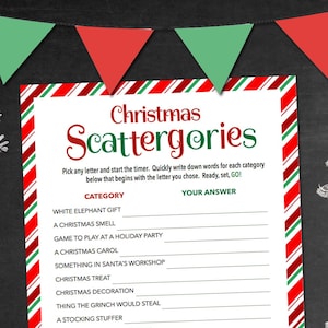 Christmas Scattergories Game, Christmas Trivia, Christmas Party Game, Christmas Game, Adult Christmas Party, Christmas PRINTABLE, Funny Game