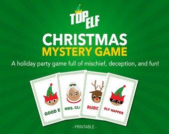 Top Elf Game, Christmas Party Games,  Christmas Mystery Game, Card Game, Christmas Printable, Christmas Games Family, Elf Christmas Games