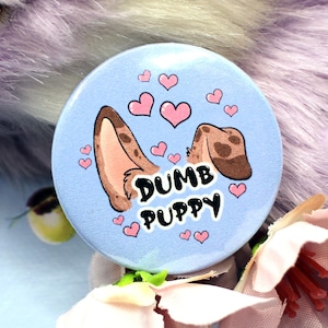 Dumb Puppy Blue Cartoon Furry Circular Badge (38mm)