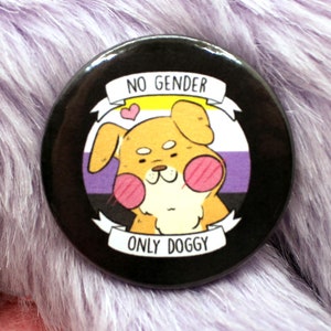 No Gender Only Doggy Non-binary Cartoon Dog Circular Badge (38mm)
