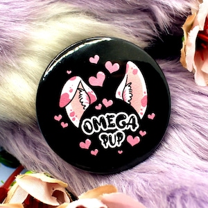 Omega Pup Black Cartoon Furry Circular Badge (38mm)