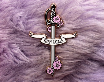 Them Fatale Rapier Sword Enamel Pin (A Grade, Hard, Rose Gold) - Sakura Blades Pin