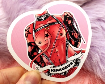 Kinkubus Red Incubus Heart Sticker (55mm) - kinky demon man stickers