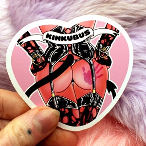 Kinkubus Red Succubus Heart Sticker (55mm) - kinky demon woman stickers