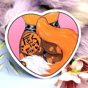 Fucktoy Fox Furry Heart Sticker (6cm)