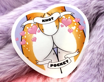 Knot Pocket Furry Heart Sticker (55mm) - Deer Butt with Hearts