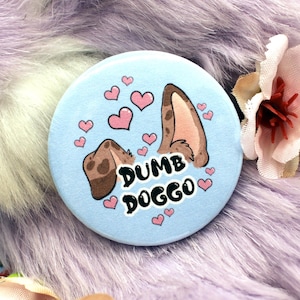 Dumb Doggo Blue Cartoon Furry Circular Badge (38mm)