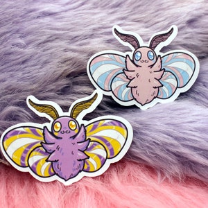 Non-binaire en transgender flag Moth Pride-stickers (5 cm)