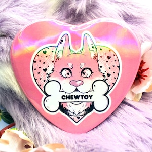 Plüschtier Plüschhund pink Herz Badge (55mm)