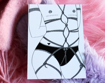 Non-Binaries in Knots Shibari Torso A6 Print