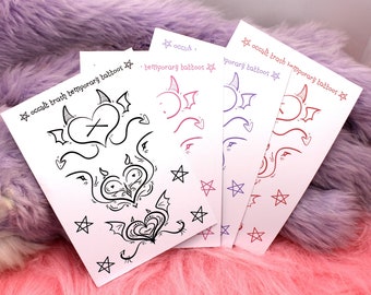 Succubi/boi Sigil Temporary Tattoos Sheet A (Black, Pink, Purple & Red Available)