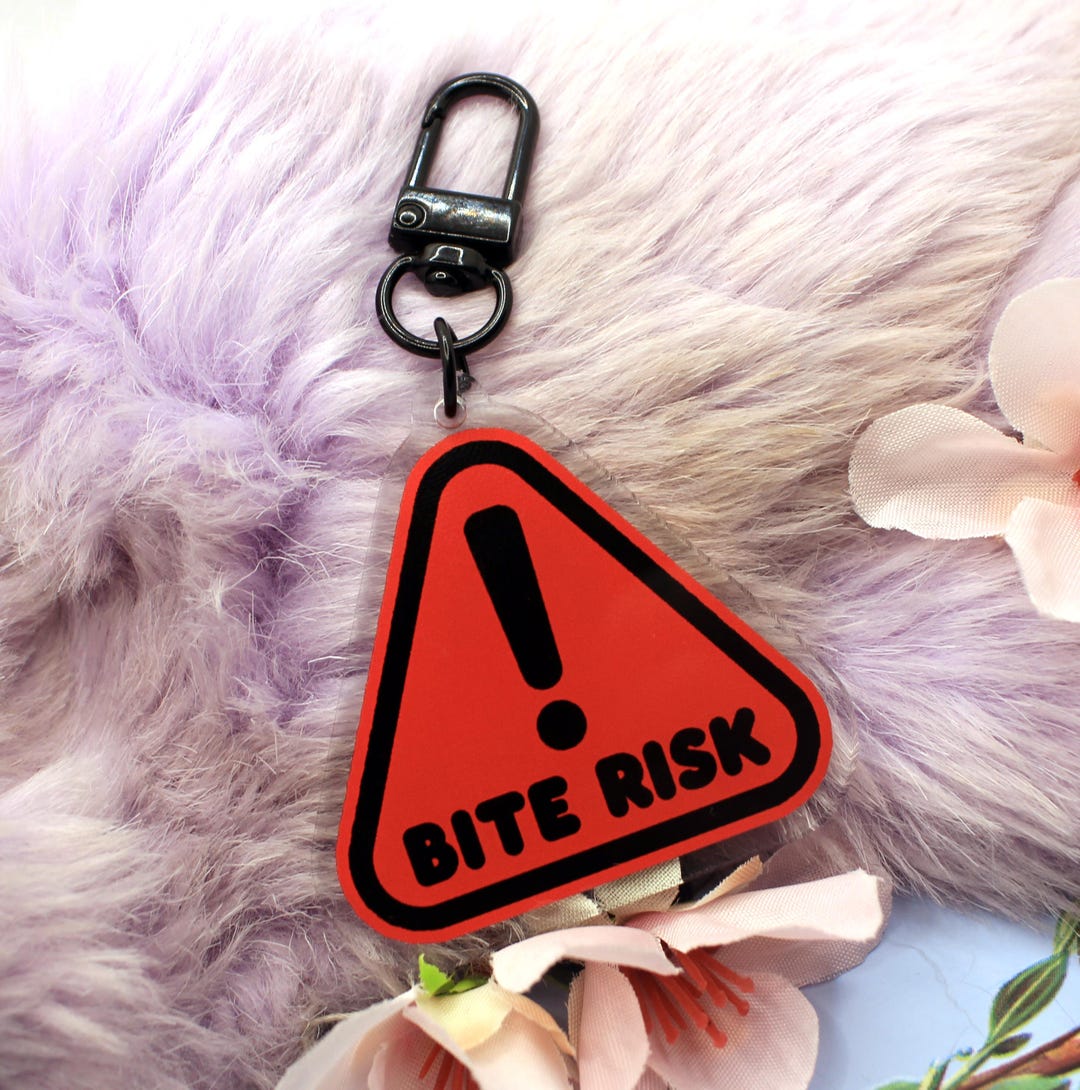 Bite Risk Warning Sign Acrylic Charm (2 Inch) - Etsy