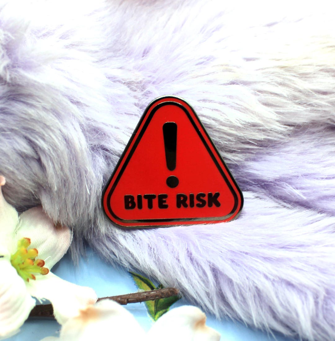 Bite Risk Warning Triangle Enamel Pin (A Grade, Hard, Black Nickel) - Etsy