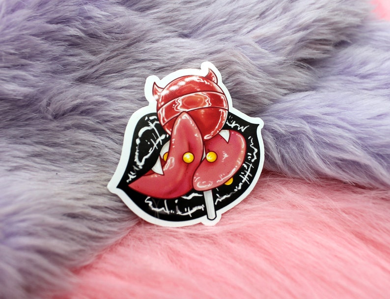 Succ Off Sticker 50mm kinky succubus lips lollipop split tongue image 2