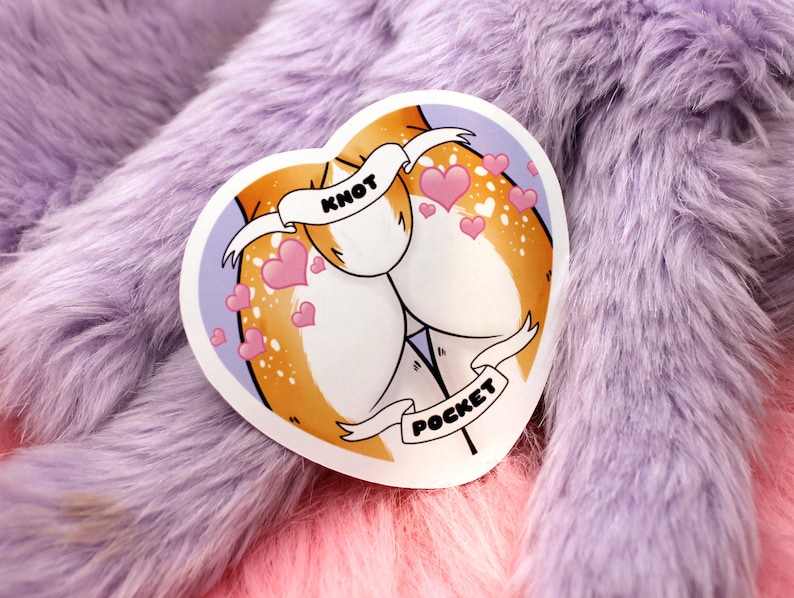 Knot Pocket Furry Heart Sticker 55mm Deer Butt with Hearts image 3