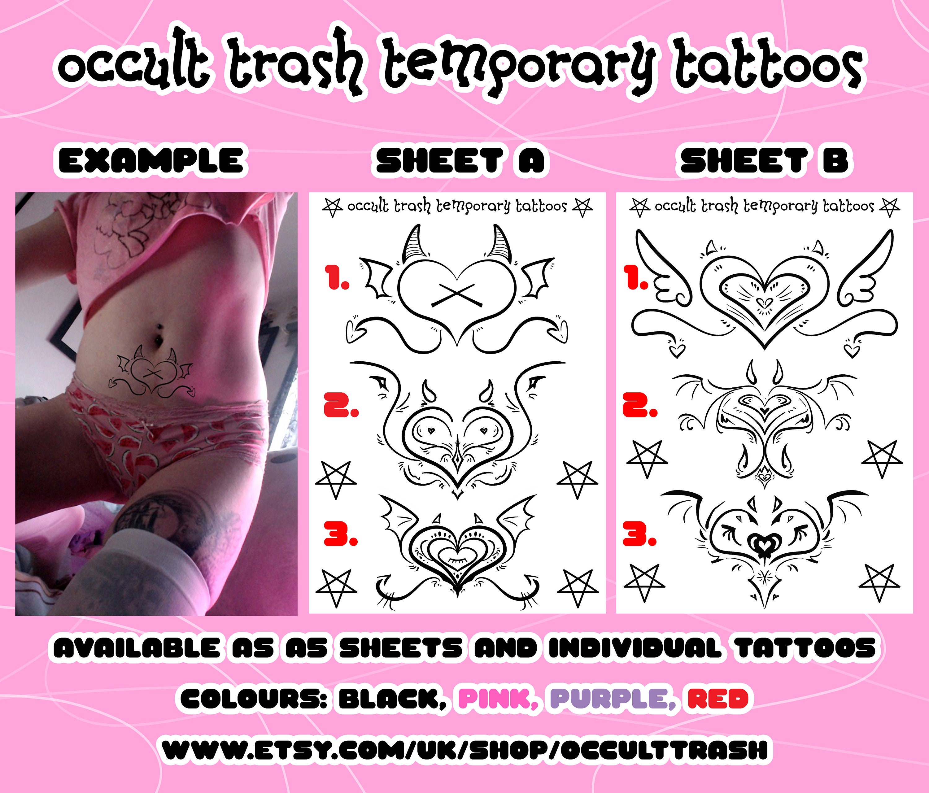 Succubiboi Sigil Temporary Tattoos Sheet A black, Pink, Purple & Red  Available - Etsy