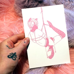 Pastel Boys in Bondage Puppy Shibari A6 Print