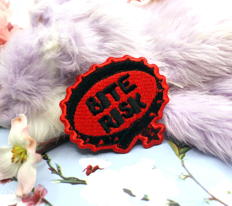 Black and Red Bite Risk Collar Patch (60mm) - Etsy